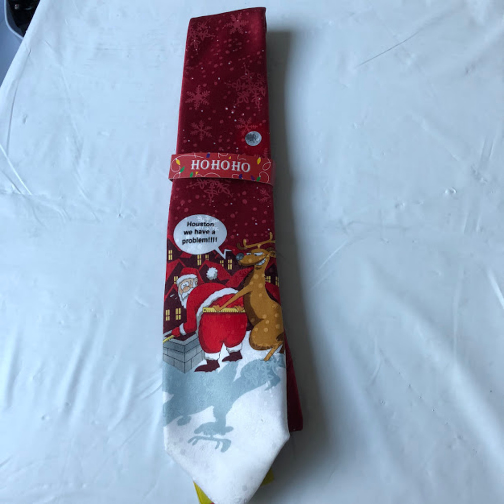 HoHoHo Men's Tie Christmas Santa Deer Print Red